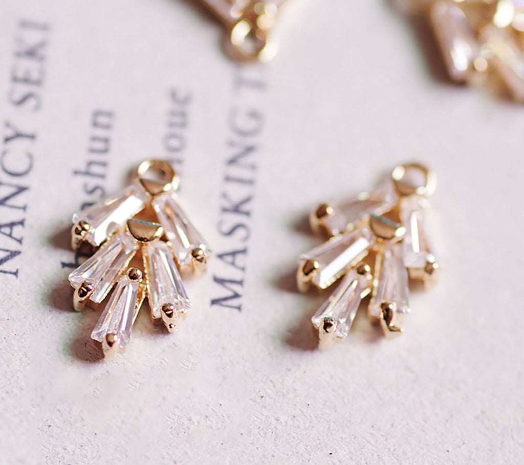 5pcs CZ Pave Leaves Charm, Cbuic Zircon Crystal Leaf Pendant, Bracelet Necklace Pendant, Gold Plated Charm,Jewelry Findings L003-F280