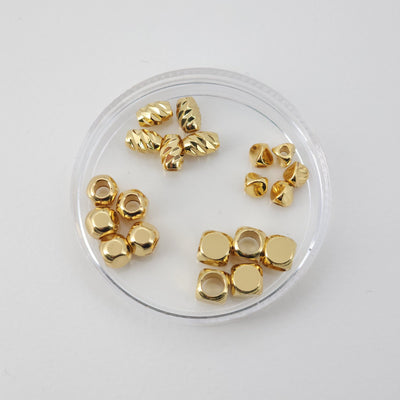 10pcs Faceted Spacer Beads, 18K Shiny Gold Plated Square Beads, 4.5mm, Bracelet Beads, Spacer Beads, Jewelry Finding S20339