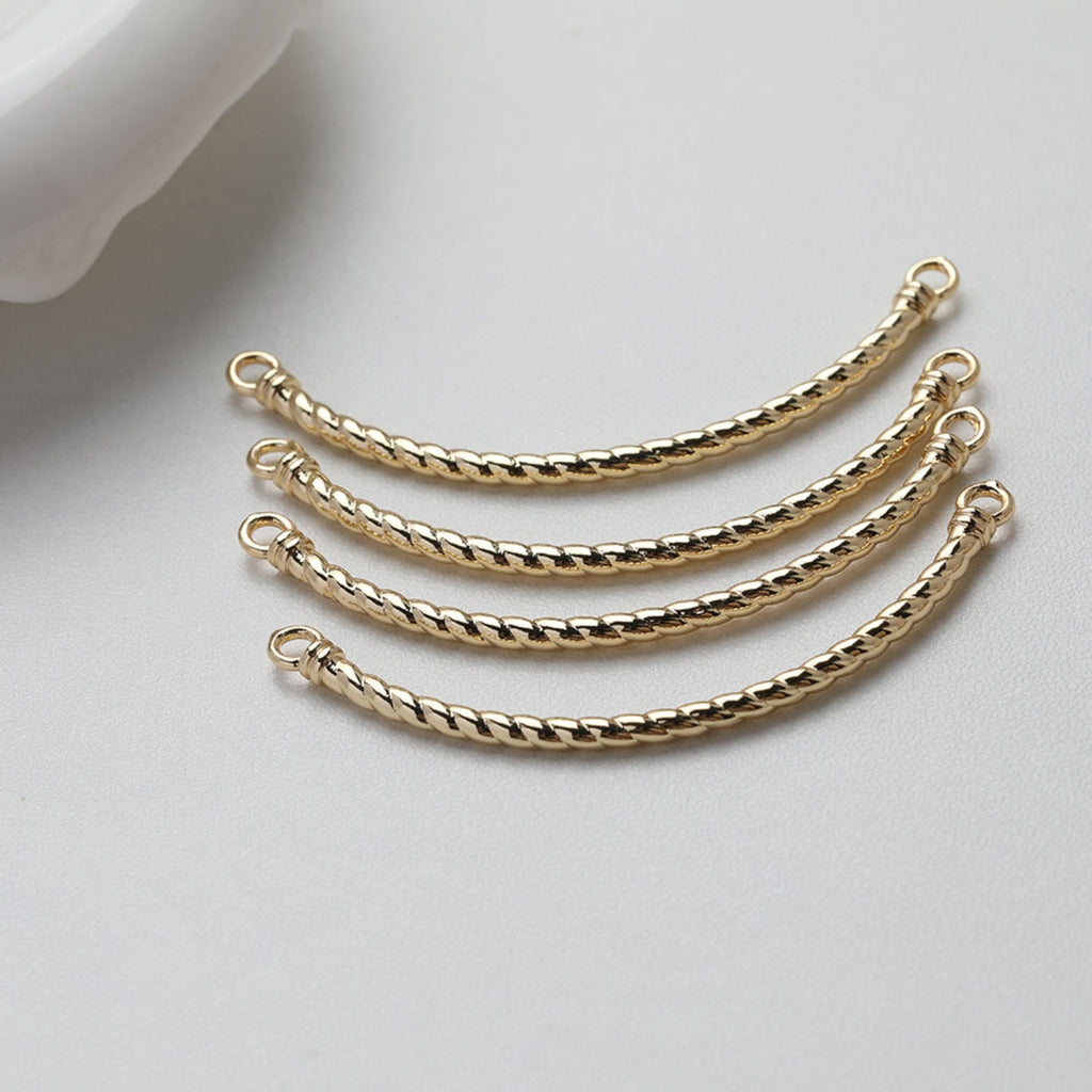 Twist Curved Connector with loops, 14K Gold/Silver Plated Bracelet Making Findings, Bracelet Jewelry Findings GE107