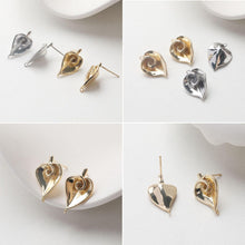 تحميل الصورة إلى عارض المعرض، قرط ذهبي على شكل ورقة قلب، أقراط من الذهب عيار 14 قيراطًا/فضة خالية من النيكل، دبابيس أذن من الفضة S925، قرط أذن على شكل قلب مع حلقة GZ715