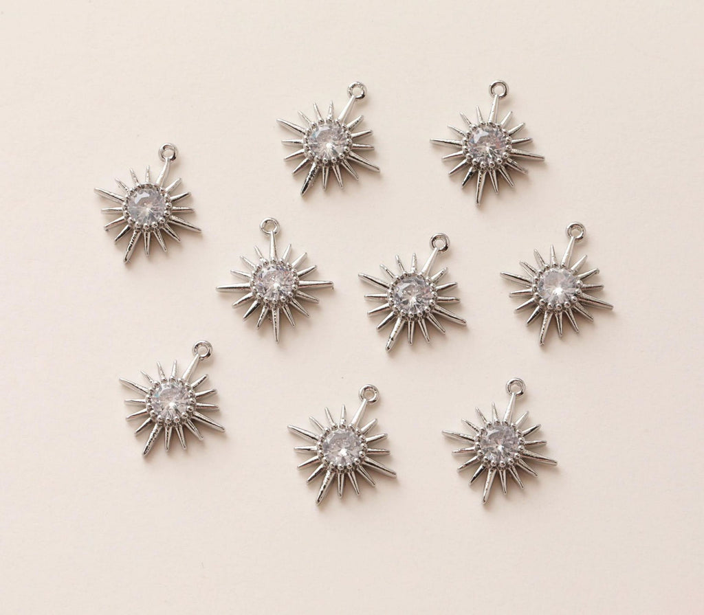 Tiny Star Charms,  Crystal Cubic Pave Star Pendant, 18K Gold Plated, Necklace Making Star Charms, Jewelry Findings BB056