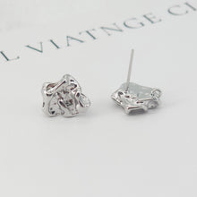 Load image into Gallery viewer, 10pcs Irregular Earring Post with Loop, 14K White Gold Plated, S925 Silver Pin Nickel Free Earrings, Knot Ear Stud with Loop ZX147