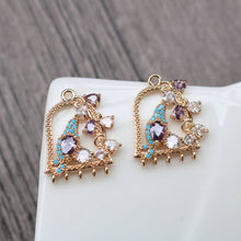 Load image into Gallery viewer, CZ Pave Geometric Flower Charm, Cubic Zircon Crystal Pendant, Multiple Holes, 14K Real Gold Plated, Jewelry Findings HL012-F192