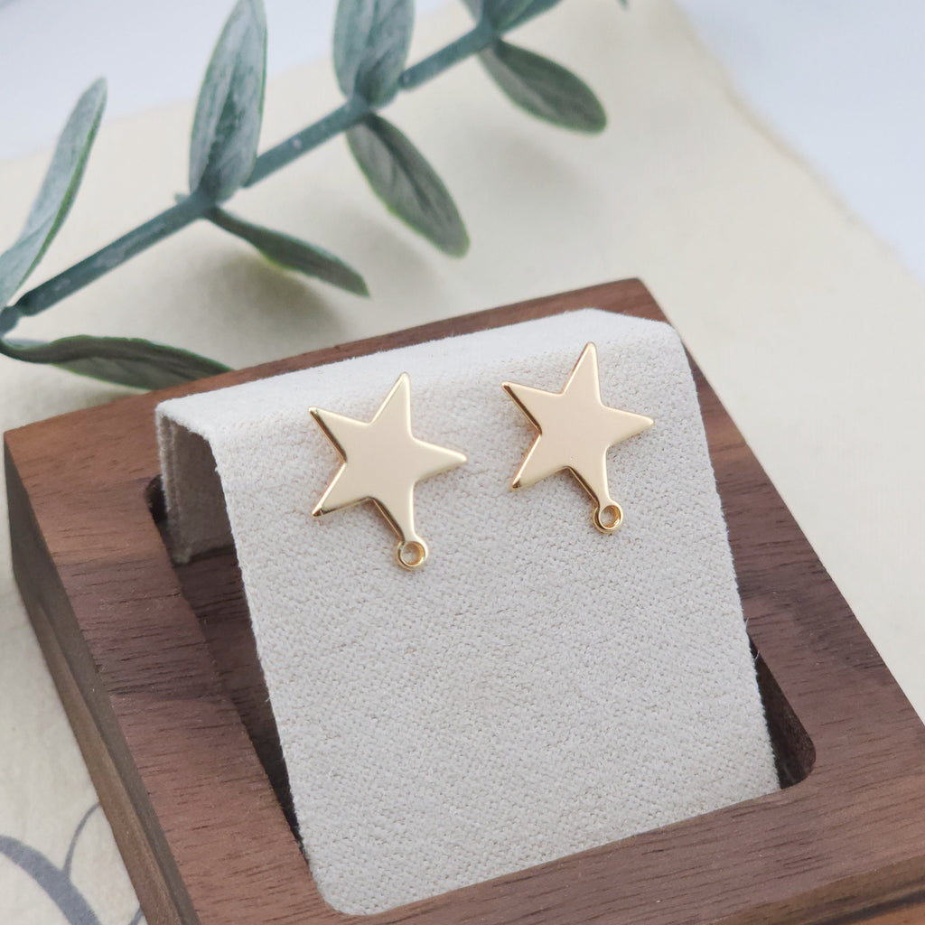 10pcs Gold Star Earring Post With Loop, Nickel Free Earrings, Ear Stud Loop, Hypoallergenic Earring Findings ZX175