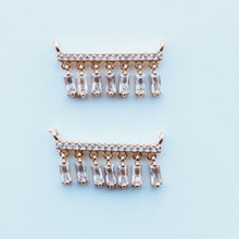 Load image into Gallery viewer, CZ Pave T-shaped Charm, Cubic Zircon Crystal Pendant, Bracelet Necklace Pendant, 14K Real Gold Plated, Jewelry Findings STG036-F187