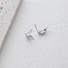 Cargar imagen en el visor de la galería, Poste para pendientes de hoja, pendiente de botón de latón chapado en oro auténtico de 18 quilates con aro, pavé de circonitas, pasador de plata S925, sin níquel, fornitura para pendientes D0438