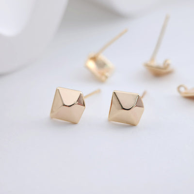 Gold Geometric Diamond Post Earring, S925 Silver Pin Nickel Free Earrings, Hypoallergenic Earring ZX237
