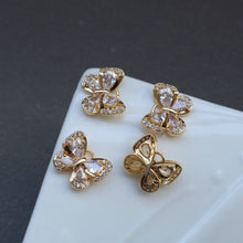 Load image into Gallery viewer, CZ Pave Butterfly Charm, Cubic Zircon Crystal Butterfly Pendant, Bracelet Necklace Pendant, 14K Gold Plated, Jewelry Findings HL005-F227