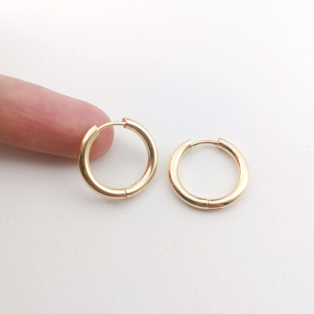 Ear Hoops, 19mm, 21mm, 18K Gold Plated Leverback Earrings, Huggie Hoops Earring ZX091