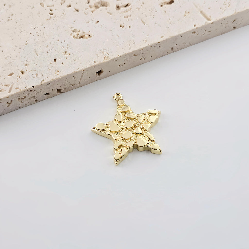 Star Charms,  Cross Charm, 18K Gold Star Pendant, 18K Gold Plated, Necklace Making Star Charms, Jewelry Findings S1269