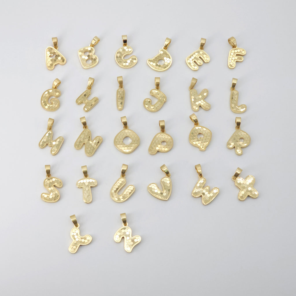 Dije de letra del alfabeto, inicial chapada en oro brillante de 18 quilates, letra minimalista personalizada para hacer collares y pulseras S20851