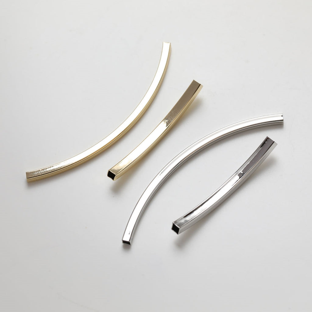 5 cuentas de tubo cuadrado doblado, cuentas espaciadoras curvas, cuentas de tubo curvo, chapadas en oro/plata de 14 quilates, para hacer pulseras y collares, accesorio de joyería GZ229