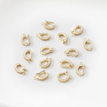 Load image into Gallery viewer, 6pcs- 14K Gold Plated Pendant Top, CZ Pave Pendant Snap on Bails, Clasp Link Connector, 12mm,16mm, Jewelry Making ZZ065