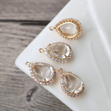 تحميل الصورة إلى عارض المعرض، 10 قطع - دلايات كريستال صغيرة على شكل دمعة، مطلية بالذهب/الفضة عيار 14 قيراطًا، مقاس 15×20 مم، قطع مجوهرات HL076-F120