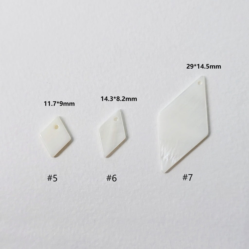 10pcs MOP Shell Pendant, Geometric Shell Pendant, Star, Scallop, Rhombus Pendant White Nacre, Mother of Pearl Jewelry Making Findings RY062