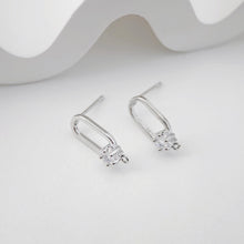 Load image into Gallery viewer, 2pcs 18K Gold Oval Post With Loop, CZ Pave, S925 Silver Pin, 17.7*7.4mm, Stud Earring Nickel Free, Hypoallergenic Earring Findings D0234