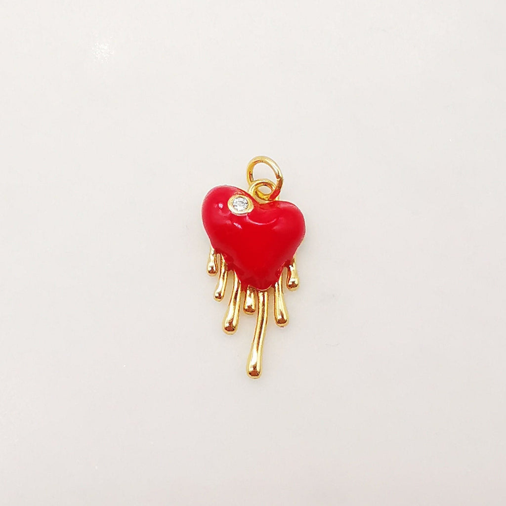 Dainty Enamel Heart Shape Charm, 18K Gold Plated Necklace Making Pendant, Love Lock Pendant, Jewelry Findings S1032