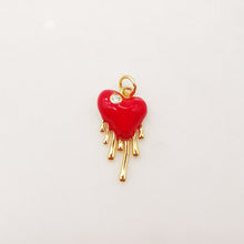 Load image into Gallery viewer, Dainty Enamel Heart Shape Charm, 18K Gold Plated Necklace Making Pendant, Love Lock Pendant, Jewelry Findings S1032