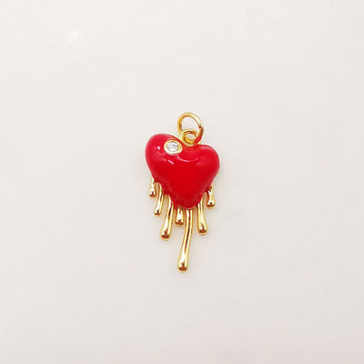 Dainty Enamel Heart Shape Charm, 18K Gold Plated Necklace Making Pendant, Love Lock Pendant, Jewelry Findings S1032