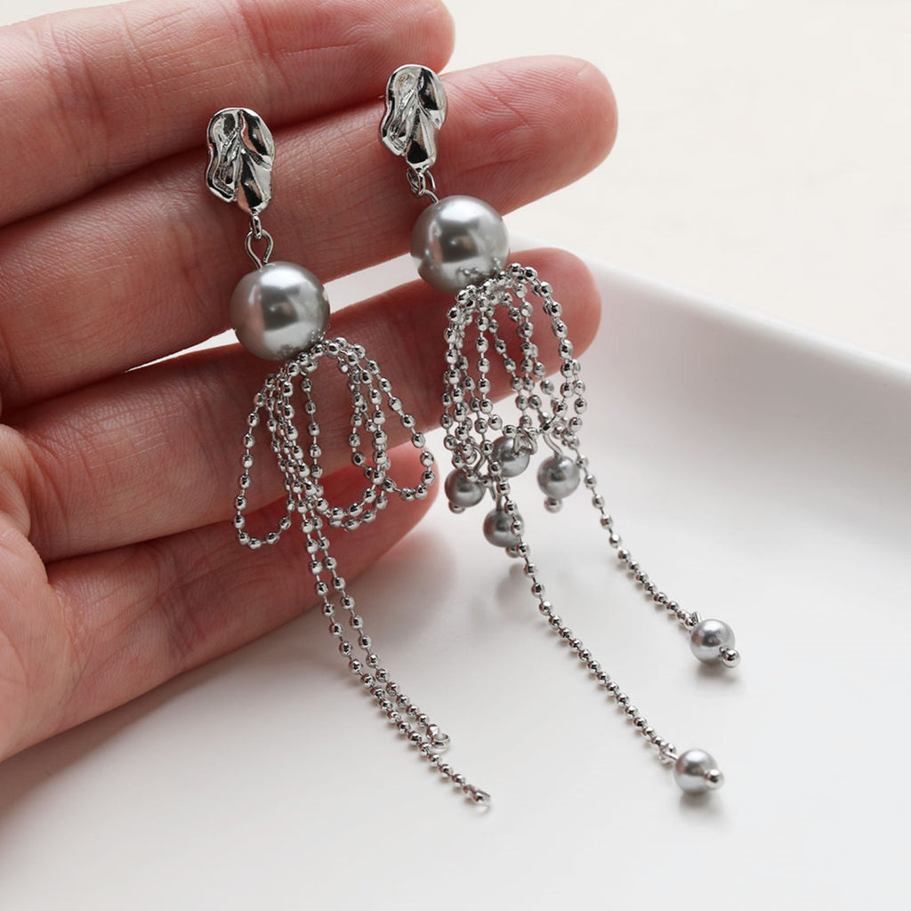 Gold Beads Chain Tassel Pendant, Beads Chain Charm, 18K Gold Plated Earring Chain Pendant, Earring Findings GE119