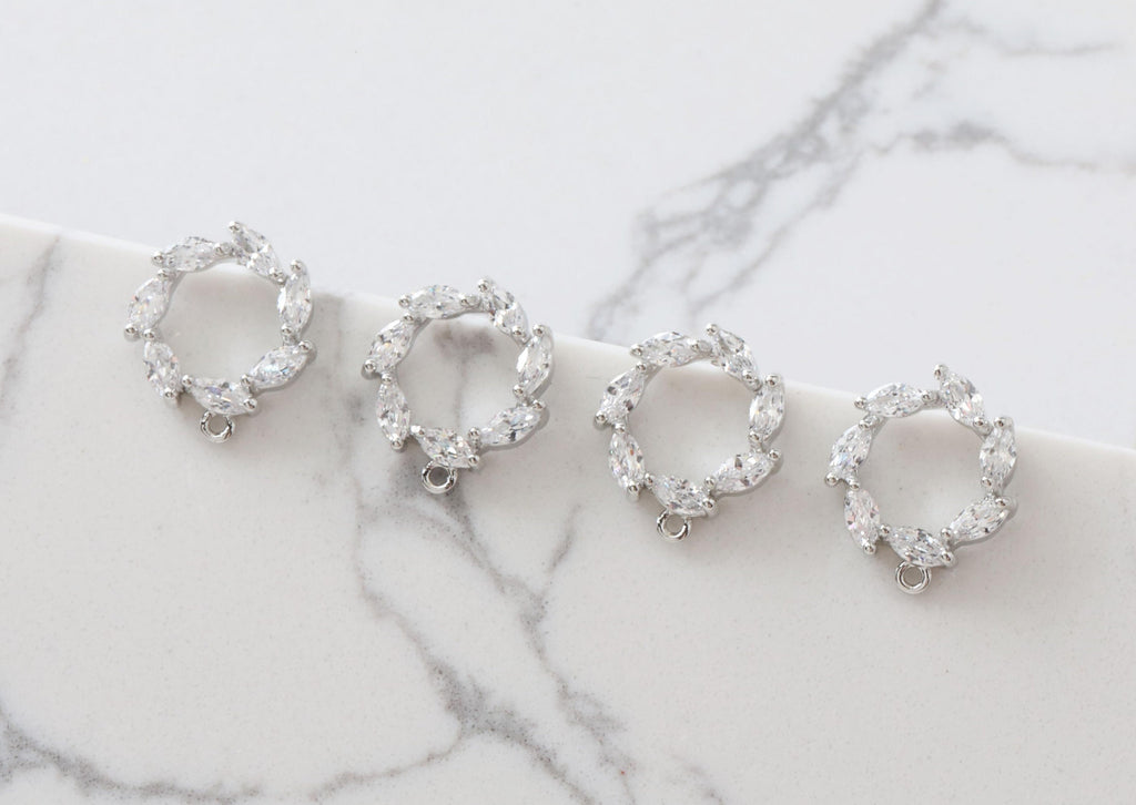 قرط دائري مع حلقات، دبوس أذن من الفضة الاسترلينية S925 خالٍ من النيكل، مرصع بأحجار الزركونيا المكعبة الصغيرة، 12 مم، مطلي بالذهب عيار 14 قيراطًا، G0014