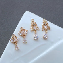 Load image into Gallery viewer, 10pcs Cubic Zircon Crystal  Teardrop Charms, CZ Earring Charms,14K Gold Plated Pendant, Jewelry Findings HL112-F013