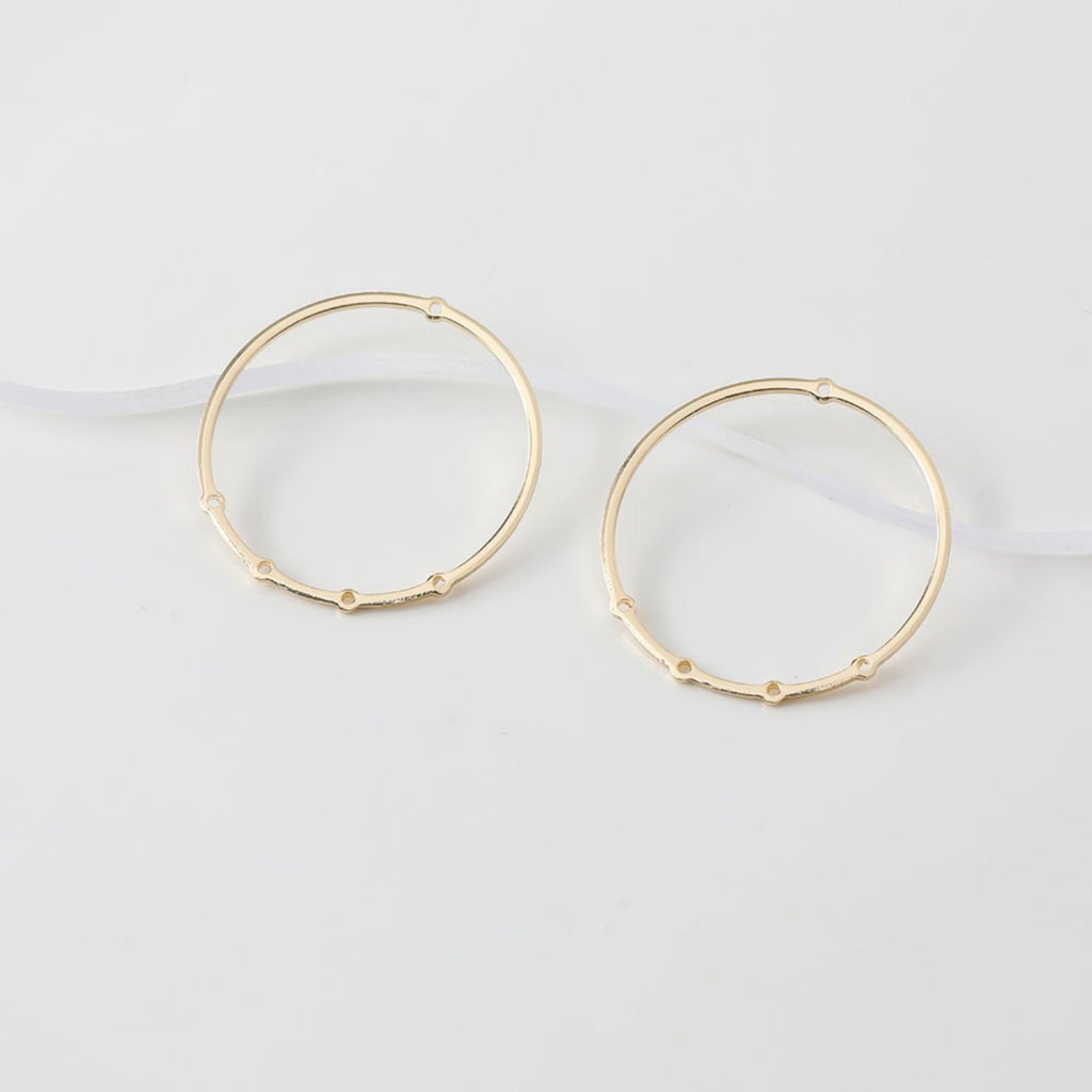 10 colgantes circulares con múltiples agujeros, chapados en oro de 14 quilates y plata, de 31,7 mm, para hacer aretes, accesorios de joyería JG045