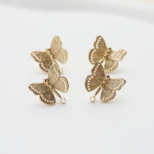 Load image into Gallery viewer, Butterfly Ear Post with loop, S925 Silver Ear Pin, Nickel Free, 14K Gold/Silver Plated Stud Earring Finding GE124
