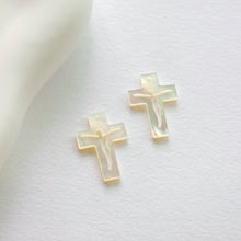 Load image into Gallery viewer, Cross White Mother-of-Pearl, MOP Shell Pendant, Cutout White Nacre, Shell Charm, Mother of Pearl Jewelry Making Findings RY002