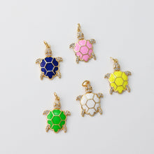 Load image into Gallery viewer, Enamel Sea Turtles Charm Connector, 14K Gold Plated Cubic Micro CZ Pave Charms, Marine life Pendant for Necklace Jewelry Findings S20689