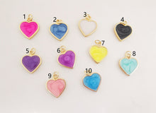Load image into Gallery viewer, Multicolor Enamel Heart Charm, 18K Gold Plated Heart Pendant, 15mm, Necklace Bracelet Making Pendant S20316