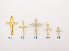 Load image into Gallery viewer, Cross Charms, CZ Pave Cross Pendant, Multiple Cross Styles, 18K Gold Plated Brass, Necklace Making Charms, Jewelry Findings S949