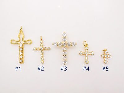 Cross Charms, CZ Pave Cross Pendant, Multiple Cross Styles, 18K Gold Plated Brass, Necklace Making Charms, Jewelry Findings S949