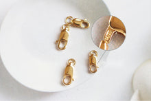 Load image into Gallery viewer, 14K Gold Filled Lobster Claw Clasp, 3x8mm/4x10mm/4.5x12mm/5.2x13.5mm, Clasp with Open Loops for Necklace Bracelet Making B018