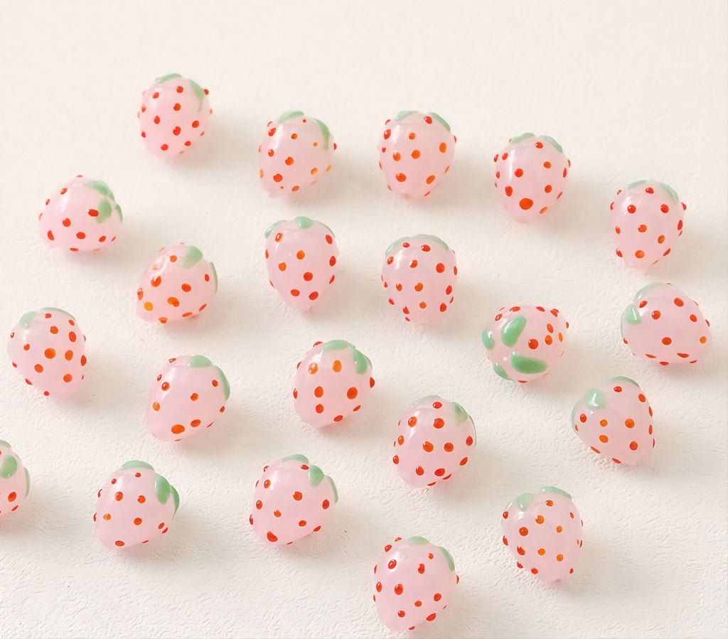 Creamy Pink/White Strawberry Glaze Beads, 14mm, Glaze Loose Beads for Jewelry Making, Bracelet DIY Beads Finding GZ074