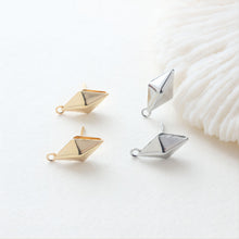 Load image into Gallery viewer, Minimalist Rhombus Ear Post With Loop, S925 Silver Ear Pin Nickel Free, Gold/Silver Ear Stud, Hypoallergenic Earring Findings JJ009