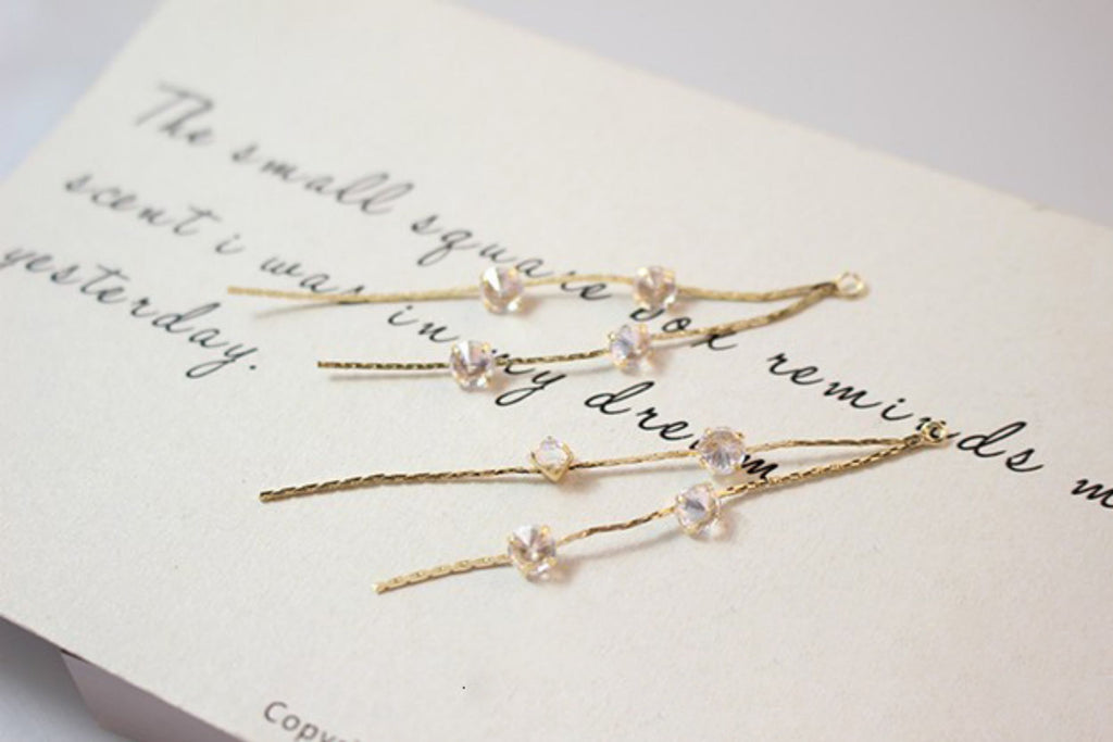 Leaf CZ Pave Tassel, Round Cubic Zirconia Tassel, 18K Gold Plated Earring Chain Pendant, Earring Findings GZ175