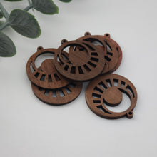 Load image into Gallery viewer, Round Geometric Shape Wood Charms, Eye Wooden Pendant, Reclaimed Walnut Wood, Geometric Statement Wood Earrings Diy Ideas JT985