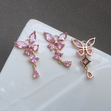 Load image into Gallery viewer, 10pcs Butterfly drop Pendant, Cubic Zircon Crystal Pendant, Bracelet Necklace Pendant, 14K Real Gold Plated, Jewelry Findings HL118-F090