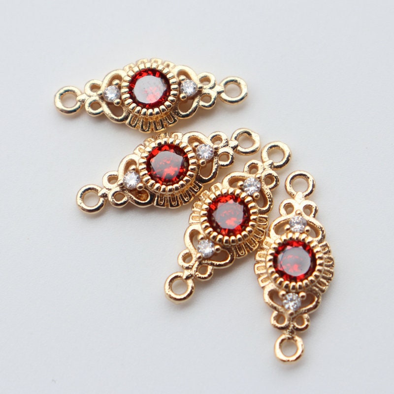 2pcs CZ Pave Boho Connector, Cubic Zircon Crystal Pendant, Bracelet Necklace Pendant, 14K Real Gold Plated, Jewelry Findings JY090-F027