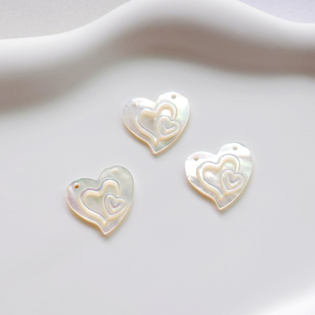 Heart White Mother-of-Pearl, MOP Shell Pendant, Sector White Nacre, Shell Charm, Mother of Pearl Jewelry Making Findings RY015