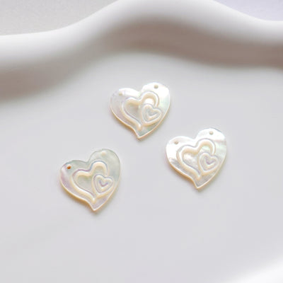 Heart White Mother-of-Pearl, MOP Shell Pendant, Sector White Nacre, Shell Charm, Mother of Pearl Jewelry Making Findings RY015