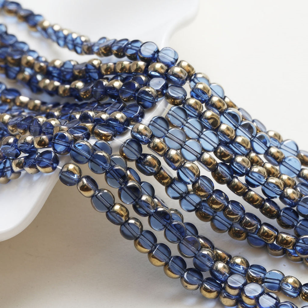 Gold Rimmed Round Glass Beads, 6*3mm, Crystal Glass Loose Beads for Jewelry Making, DIY Beads Finding GZ550