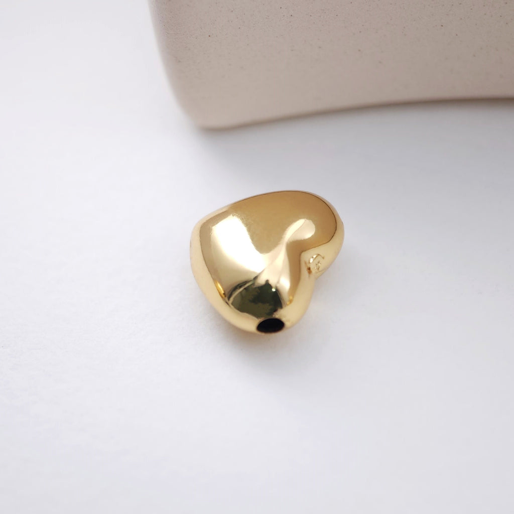 Heart Spacer Beads, 14K Gold, Silver Plated, Polish Gold/Silver Beads, Heart Shape Pendant, Jewelry Making Supplies S1159