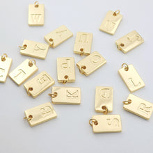 Load image into Gallery viewer, Alphabet Letter Card Charm, Rectangular Pendant, 18K Gold Plated Initial Pendant, Necklace Bracelet Earring Making S1150