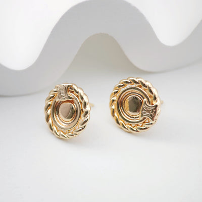 Round Sun Earring Post, 18K Gold Plated Stud Earring With Loop, Sunshine Ear Studs, Earring Finding ZX211