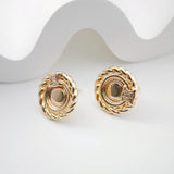 Round Sun Earring Post, 18K Gold Plated Stud Earring With Loop, Sunshine Ear Studs, Earring Finding ZX211