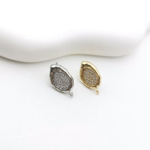 Load image into Gallery viewer, Irregular Pave CZ Earring Post, 18K Gold/Silver Plated, S925 Silver Pin Nickel Free Earrings, Hypoallergenic Earring Findings S20748