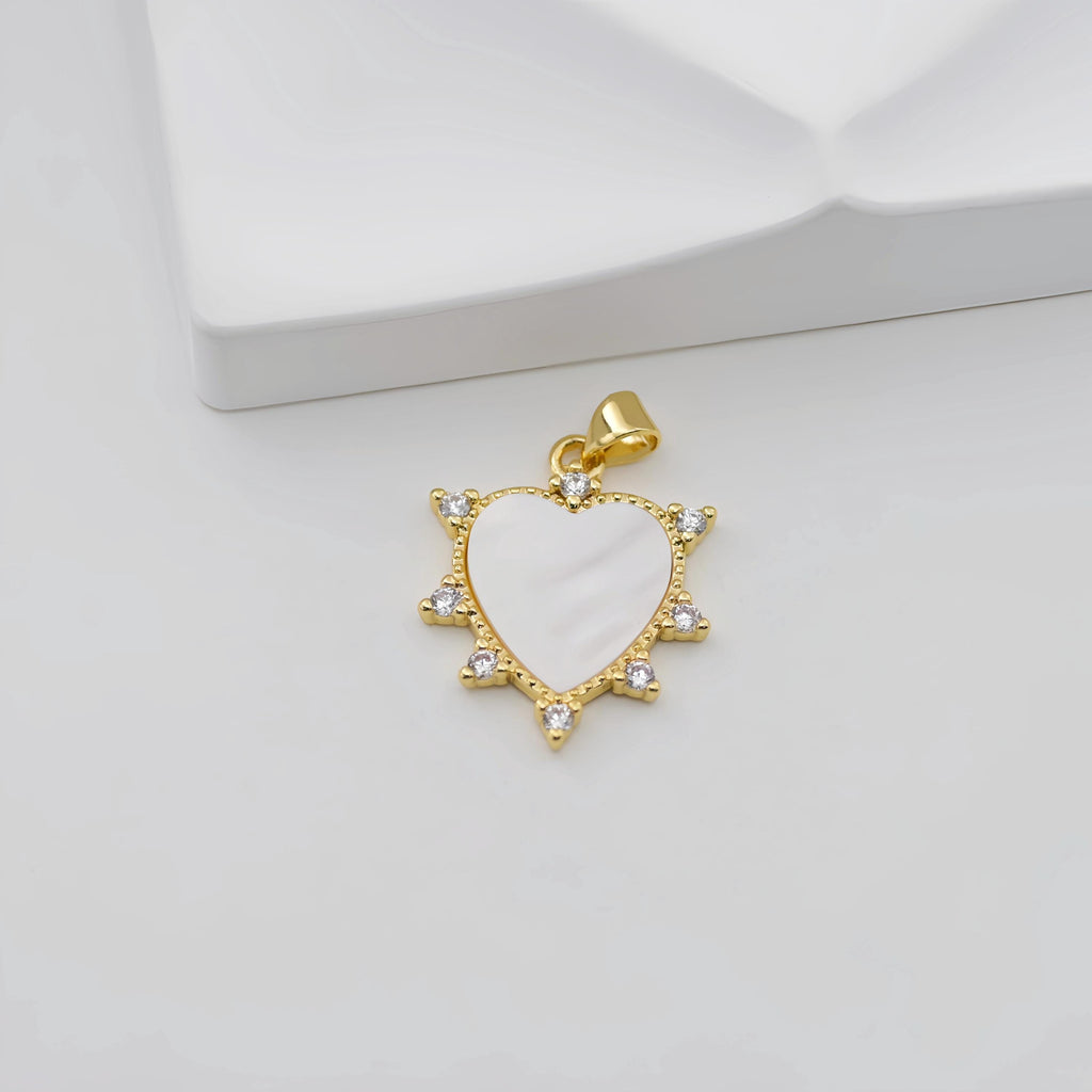 MOP Charm, Heart, Snake Pendant, Mother of Pearl Charm, Bracelet Necklace Making, 18K Gold Plated Jewelry Findings S20845