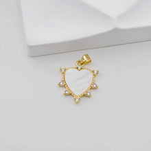 Load image into Gallery viewer, MOP Charm, Heart, Snake Pendant, Mother of Pearl Charm, Bracelet Necklace Making, 18K Gold Plated Jewelry Findings S20845